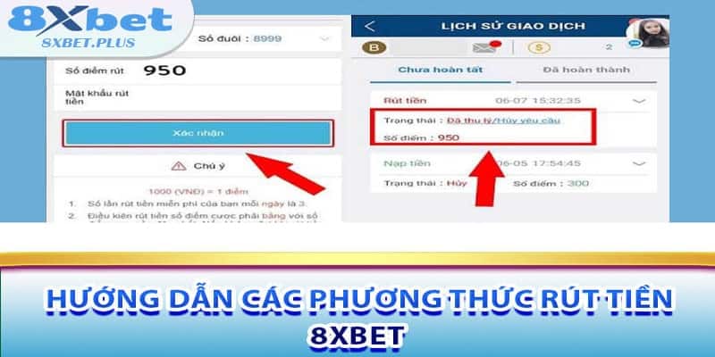 Hướng dẫn rút tiền 8xbet an toàn hiệu quả ngay lần đầu 2 Các phương thức rút từ tài khoản hệ thống nhà cái 8xbet